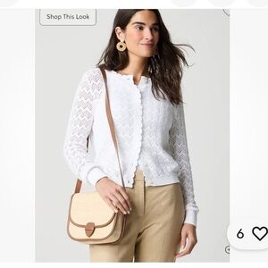 J. Crew Scalloped Women's White Pointelle Cardigan